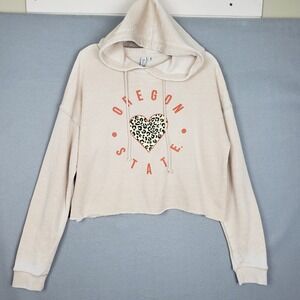 Chicka-d Size L Oregon State Crop‎ Hoodie Sweatshirt Oatmeal Beige Collage NWY